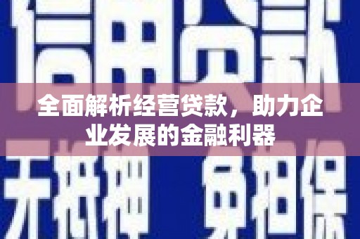 中坜全面解析经营贷款，助力企业发展的金融利器