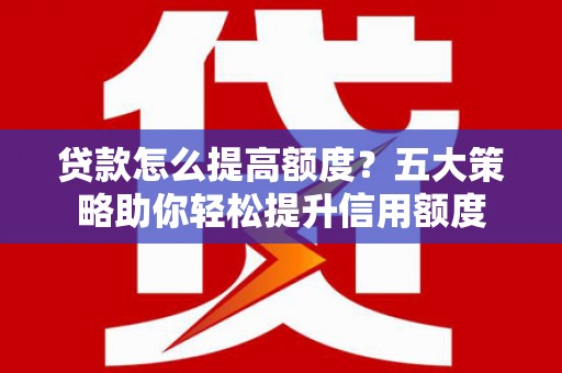 中坜贷款怎么提高额度？五大策略助你轻松提升信用额度