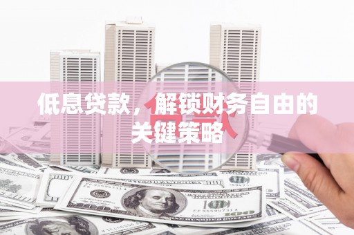 中坜低息贷款，解锁财务自由的关键策略