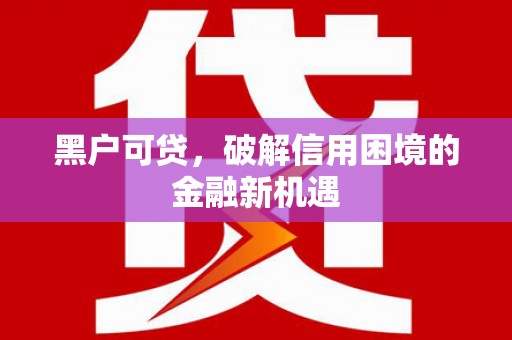 中坜黑户可贷，破解信用困境的金融新机遇