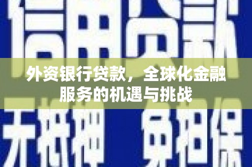 中坜外资银行贷款，全球化金融服务的机遇与挑战