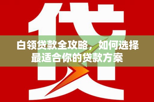中坜白领贷款全攻略，如何选择最适合你的贷款方案
